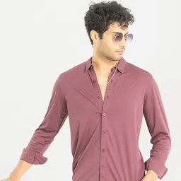 Snitch Purple Classic Slim Fit Cotton Casual Shirt-picture-16