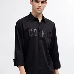 Iconic Typography Regular Fit Cotton Shirt image 1