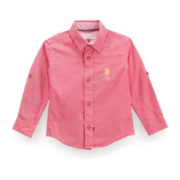 U.S. Polo Assn. Kids Boys Classic Roll-Up Sleeves Twill Pure Cotton Casual Shirt-picture-36