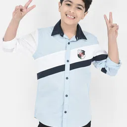 Crimsoune Club Boys Colourblocked Standard Slim Fit Opaque Casual Shirt-picture-33