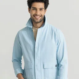 Snitch Blue Cotton Classic Opaque Casual Shirt-picture-51