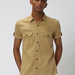Mufti Slim Fit Spread Collar Pure Cotton Casual Shirt-picture-10