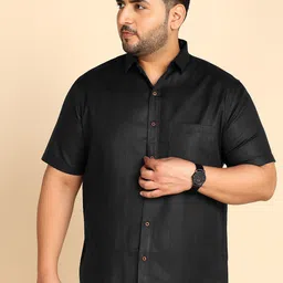 PRINTCULTR Plus Size Spread Collar Classic Cotton Linen Casual Shirt-picture-36