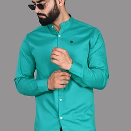 FUBAR Slim Fit Band Collar Cotton Casual Shirt-picture-7