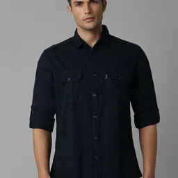 Louis Philippe Jeans Men Slim Fit Solid Pocket Detailing Pure Cotton Casual Shirt-picture-22