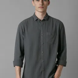 Louis Philippe Jeans Men Spread Collar Solid Cotton Slim Fit Casual Shirt-image-40