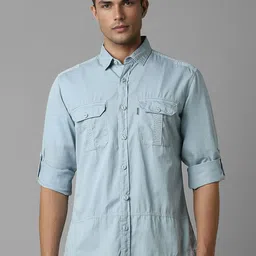 Louis Philippe Jeans Men Slim Fit Solid Pocket Detailing Pure Cotton Casual Shirt-picture-45