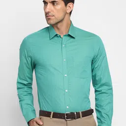 Turtle Men Green Slim Fit Opaque Formal Shirt-image-11