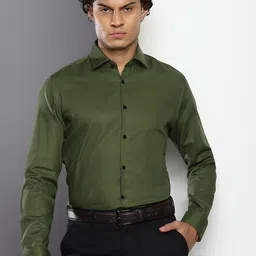 Calvin Klein Jeans Slim Fit Spread Collar Pure Cotton Formal Shirt-image-15