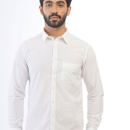 Greenfibre Men Solid Spread Collar Pocket Cotton Slim Fit Casual Shirt-picture-41