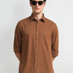 Arrow Sport Spread Collar Curved Cotton Slim Fit Casual Shirt-picture-18