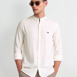 Arrow Sport Mandarin Collar Curved Cotton Slim Fit Casual Shirt-picture-29