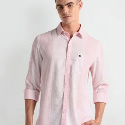 Arrow Sport Spread Collar Curved Cotton Slim Fit Casual Shirt-picture-10
