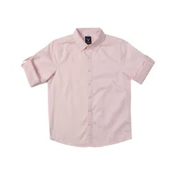 Allen Solly Junior Boys Spread Collar Roll-Up Sleeves Cotton Shirt image 1