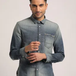 EVERBLUE Men Solid Faded Opaque Casual Slim Fit Shirt-image-99