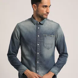 EVERBLUE Men Solid Faded Opaque Casual Slim Fit Shirt-picture-20