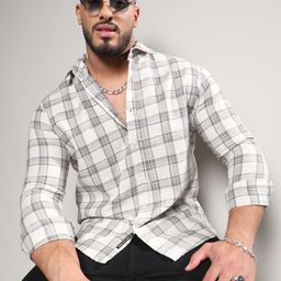 Instafab Plus Classic Tartan Checked Cotton Casual Shirt-picture-2