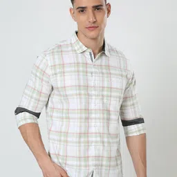 URBARO Smart Slim Fit Tartan Checked Pure Cotton Casual Shirt-picture-36