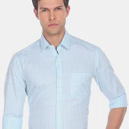 Arrow Men Slim Fit Checked Formal Pure Cotton Shirt-picture-36