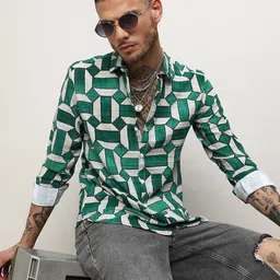 Campus Sutra Classic Geometric Printed Spread Collar Casual Shirt-picture-17