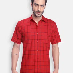 Zeal Standard Windowpane Checks Checked Pure Cotton Casual Shirt-image-61