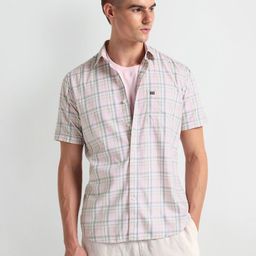Arrow Sport Checked Spread Collar Cotton Curved Casual Shirt-picture-27
