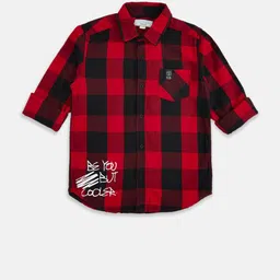 Pantaloons Junior Boys Red Buffalo Checks Checked Casual Shirt-image-27