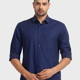 ColorPlus Men Blue Tailored Fit Striped Organic Cotton Casual Shirt-picture-30