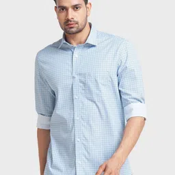 ColorPlus Men Blue Tailored Fit Printed Organic Cotton Casual Shirt-picture-26