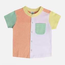 MINI KLUB Boys Mandarin Collar Micro Checked Cotton Casual Shirt-picture-19