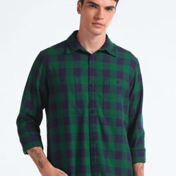 Flying Machine Slim Fit Buffalo Checked Pure Cotton Twill Casual Shirt-picture-11