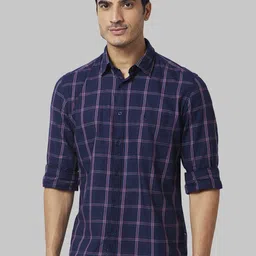 Parx Men Slim Fit Windowpane Checks Opaque Checked Casual Shirt-image-71