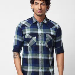 SPYKAR Men Tartan Checked Opaque Cotton Casual Shirt-picture-34