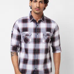 SPYKAR Long Sleeves Regular Fit Cotton Tartan Checks Opaque Checked Casual Shirt-image-11