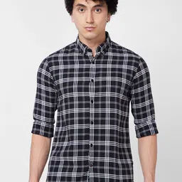 SPYKAR Tartan Checked Cotton Opaque Casual Shirt-image-2