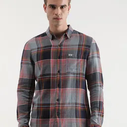 Lee Slim Fit Tartan Checked Button-Down Collar Cotton Casual Shirt-image-51