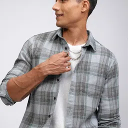 HIGHLANDER Men Spread Collar Tartan Checked Cotton Casual Shirt-picture-18