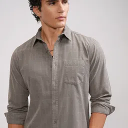 HIGHLANDER Men Button-Down Collar Checked Cotton Casual Shirt-picture-35