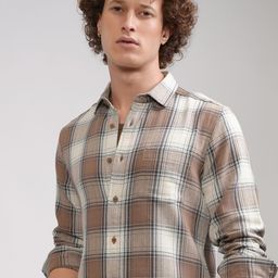 HIGHLANDER Men Slim Fit Opaque Checked Casual Shirt-picture-41