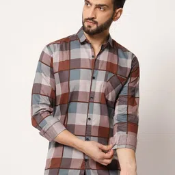 SURHI Spread Collar Smart Opaque Checked Casual Shirt image 1