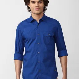 Peter England Casuals Men Blue Slim Fit Pure Cotton Casual Shirt-picture-27
