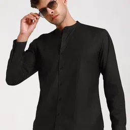 Dennis Lingo India Slim Fit Band Collar Casual Cotton Shirt-picture-19