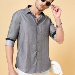 YU by Pantaloons Men Grey Cotton Slim Fit Casual Shirt-picture-4