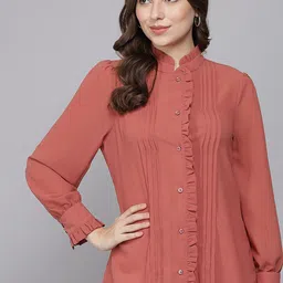 Beatnik Women Pleated Casual Shirt-image-73