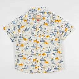 JusCubs Boys Off White Premium Tropical  Printed Casual Shirt-picture-38