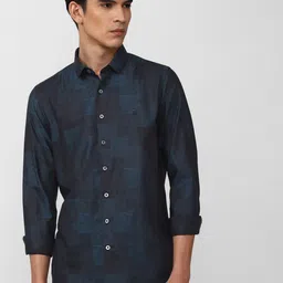 SIMON CARTER LONDON Men Navy Blue Cotton Slim Fit Printed Casual Shirt-picture-27