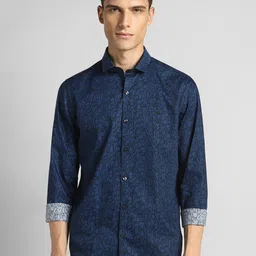 SIMON CARTER LONDON Slim Fit Printed Spread Collar Long Sleeves Cotton Casual Shirt-picture-40