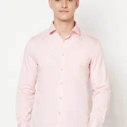 Crimsoune Club Men Pink & White Slim Fit Micro Ditsy Printed Pure Cotton Casual Shirt-image-54