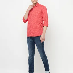 Crimsoune Club Men Pink Slim Fit Printed Casual Shirt-image-57