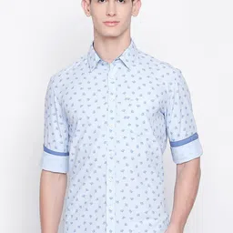 Basics Men Blue Slim Fit Printed Casual Shirt-picture-24